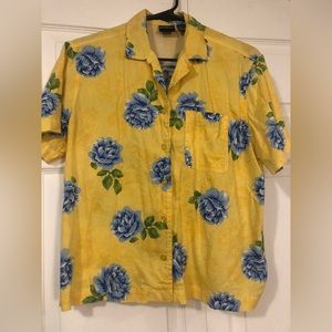 Yellow/blue floral button up